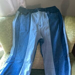 DEAR JOHN PATCHWORK JEANS FLAIR wide leg SIZE 29